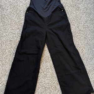 PinkBlush Black Wide Leg Raw Hem Maternity Jeans
